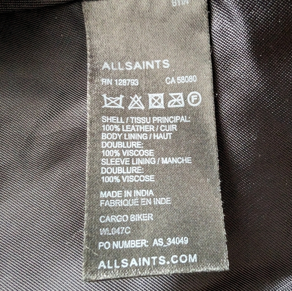 EUC All Saints Cargo Distressed Leather Biker Jacket - Picture 11 of 12